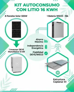 Kit 2 - Autoconsumo 30 kw DEYE + litio weco 16,3 kw