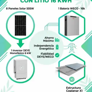 Kit 1 - Autoconsumo 20 kw DEYE + litio weco 16,3 kw