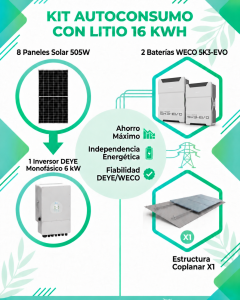 Kit 3 - Autoconsumo 20 kw DEYE + litio weco 10,4 kw