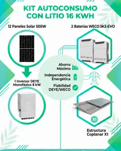 Kit 4 - Autoconsumo 30 kw DEYE + litio weco 10,4 kw
