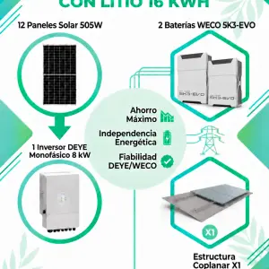 Kit 4 - Autoconsumo 30 kw DEYE + litio weco 10,4 kw